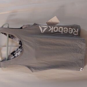 NWT Reebok girls 2 in 1 Tank top. Gray and white size M 7/8